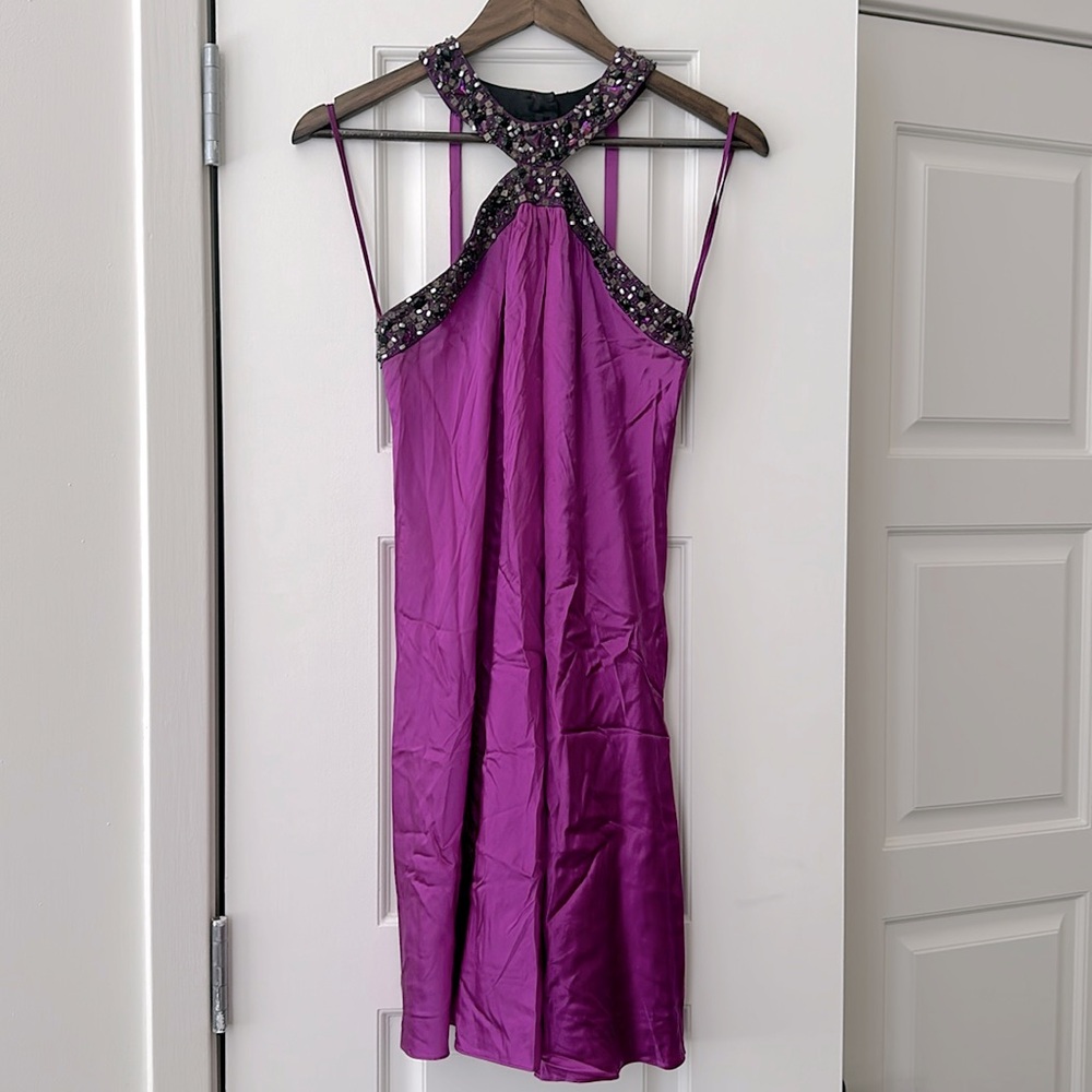 Marc Bower GlamIt! Magenta Halter Dress